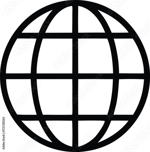 Simple globe icon symbol for global internet connectivity and worldwide communication network symbol