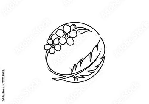 Symbolic minimalist icon for the national day for truth and reconciliation, honoring memory with a feather and flowers
