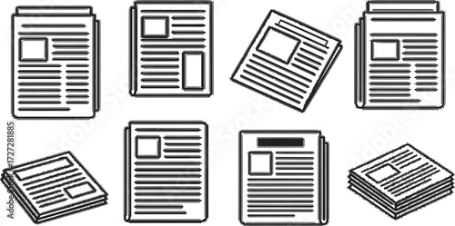 Find newspaper icon vector illustration for news article and publication