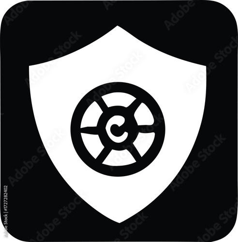 Protect your data with a secure shield and internal lock symbol digital icon for cybersecurity and privacy