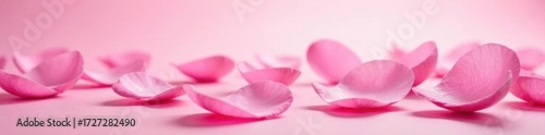 Softly strewn pink rose petals against a pale pink background , botanical, romantic, gentle