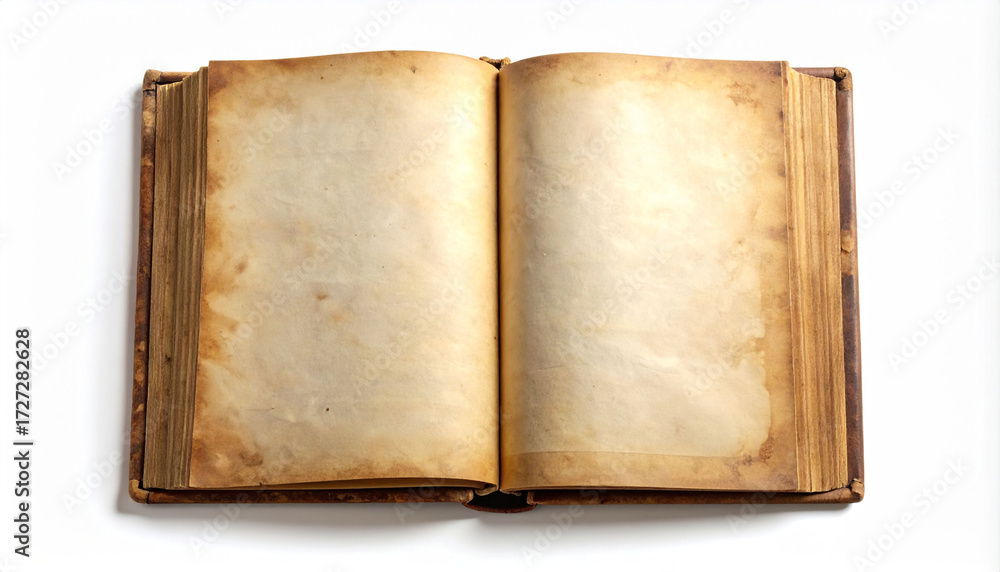 Fototapeta premium Open vintage book mockup , blank aged paper pages