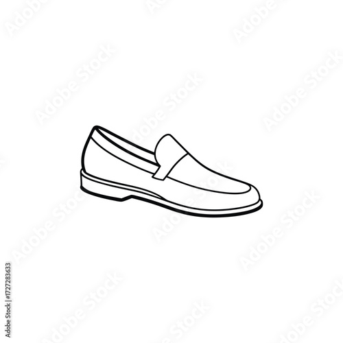 A line drawing of a penny loafer shoe side view