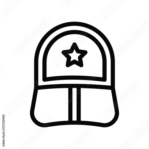 A minimalist line drawing of a Soviet army cap with a star