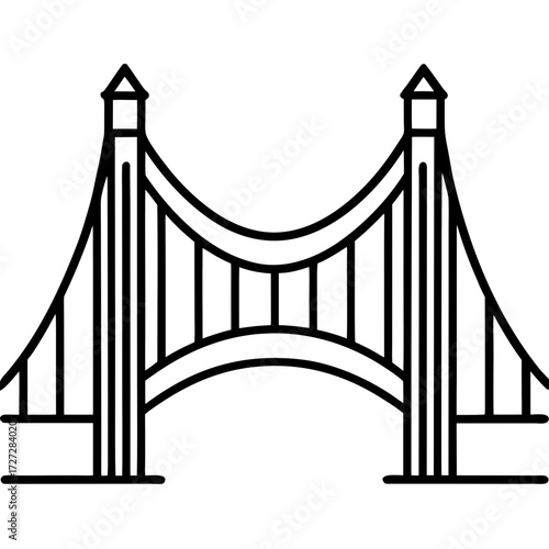 Bridge Suspension Outline line art vector