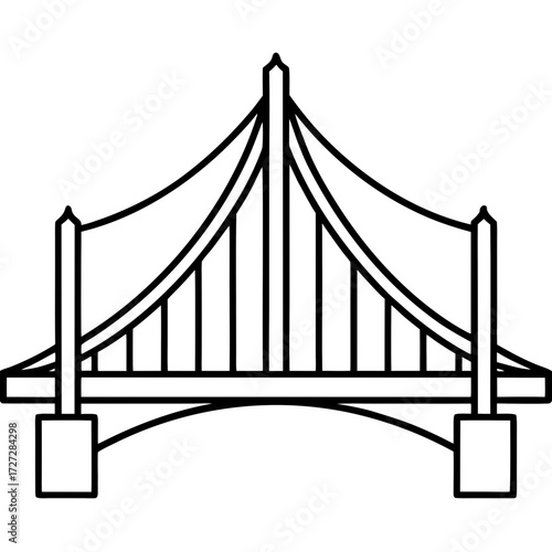Bridge Suspension Outline line art vector