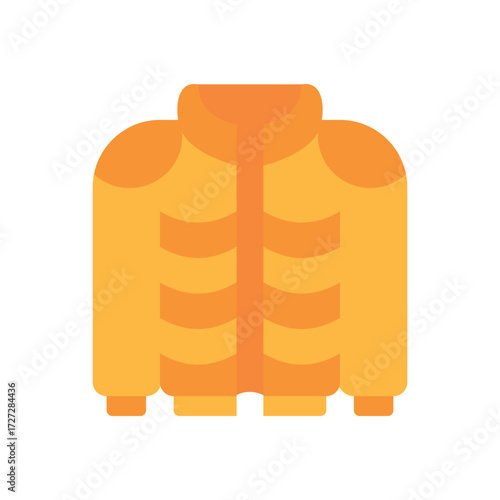 A simple cartoonlike illustration of a golden jacket with no zipper or buttons