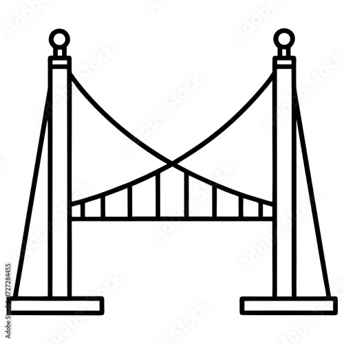 Bridge Suspension Outline line art vector