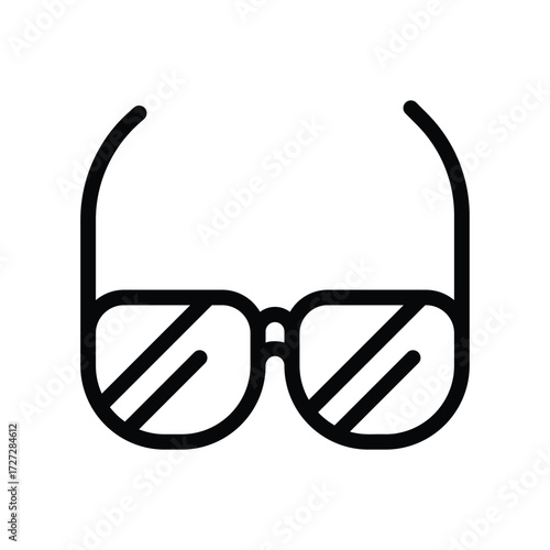 A simple line drawing of glasses with a slight slant on the lenses