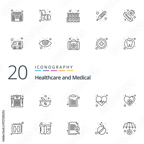 Hospital, medical flat line icons. Human organs, stomach, brain, flu, oncology, plastic surgery, psychology breast cancer Health care clinic thin linear signs