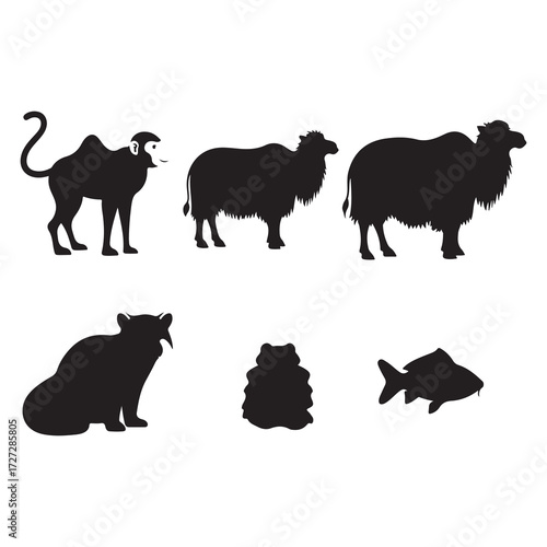 Vector art of collection of animal silhouettes