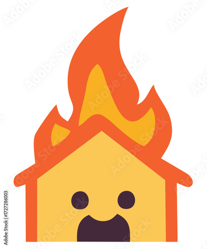 Burning house icon. Editable color vector