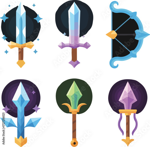 Bow arrow vector icon set
