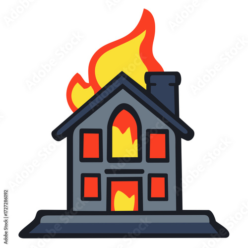 Burn high house. Editable color vector