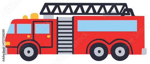 Red firetruck illustration. Editable color vector