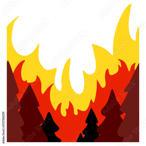 Wildfire illustration. Editable color vector