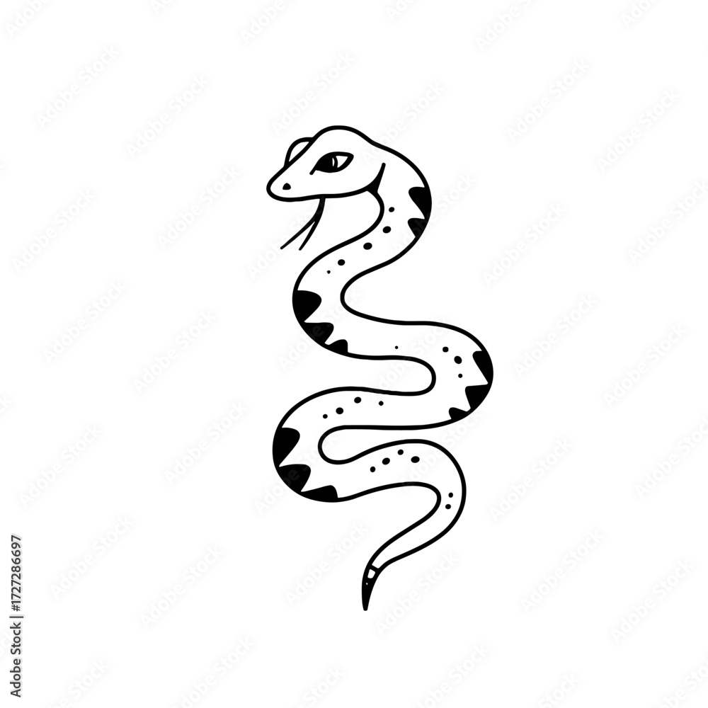 Fototapeta premium Coral Snake. Coral Snake simple black and white line art vector logo