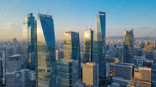 Modern skyscrapers in Umeda captured from the sky
