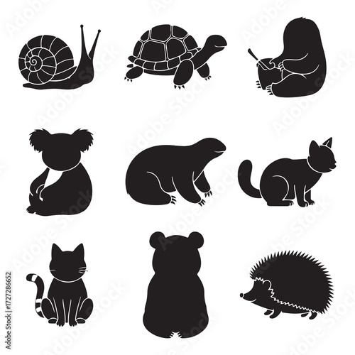 Vector art of various animal silhouettes