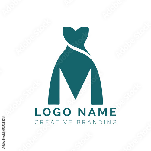 Elegant Dress Logo with Letter M for Fashion Brand