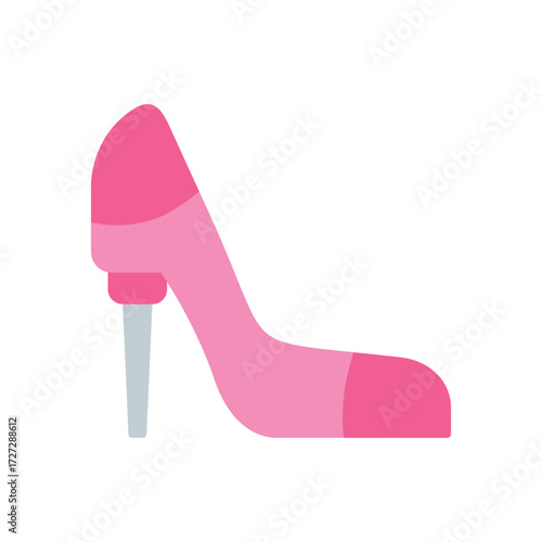 Pink highheeled shoe icon with gray heel