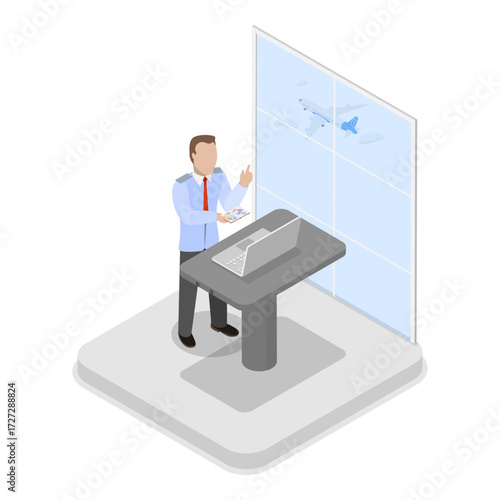 3D Isometric Flat Vector Illustration of Airport Security, Safety Check. Item 3