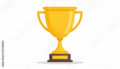 A vector illustration of a trophy cup with golden color flat design isolated on white background
