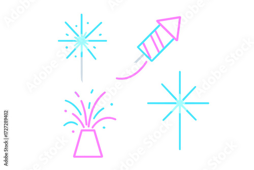 Colorful fireworks and sparkles in a festive display for celebration