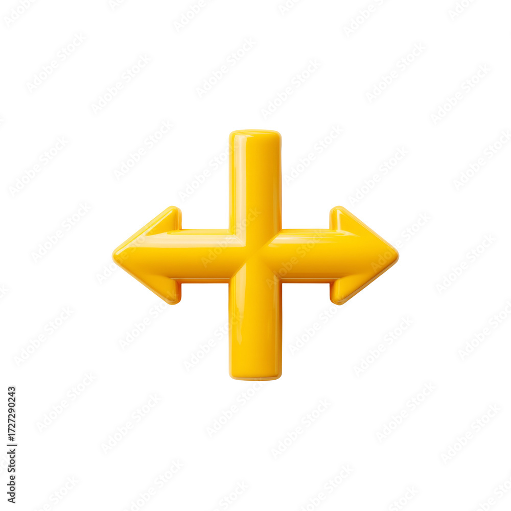 Obraz premium Bright Yellow Directional Arrows Indicating Multiple Path Options on a Clean Background