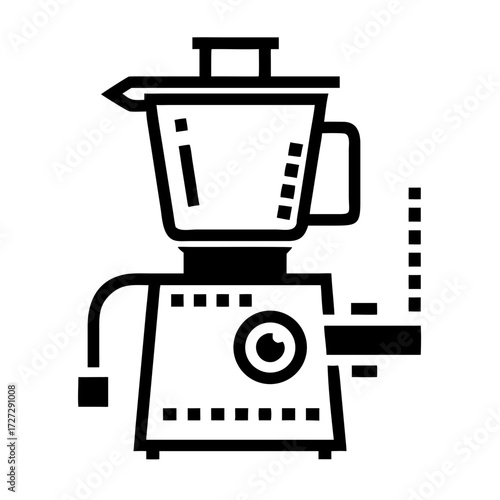Food processor icon in modular geometric square elements, pixel-inspired style  