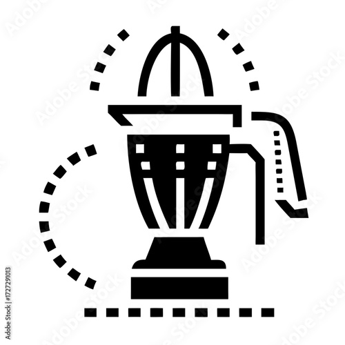 Juicer icon with pixel-inspired geometric square elements in modular design - Concept of home appliances in digital mosaic effect  