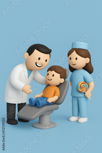 a boy at a dentist's appointment