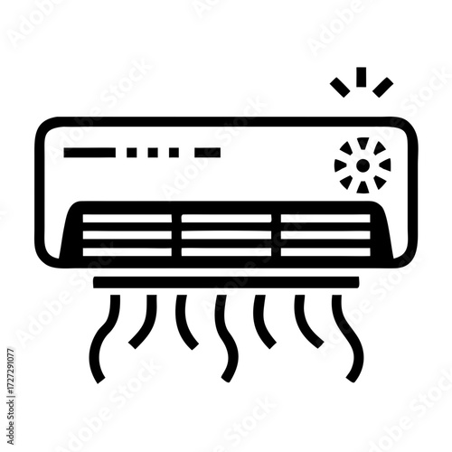 Air conditioner household appliance icon in pixel-inspired geometric style  