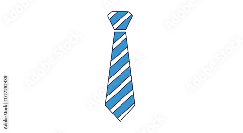Elegant blue striped necktie as a professional business fashion accessory, symbolizing style and formal attire, vector illustration isolated on transparent background for design.