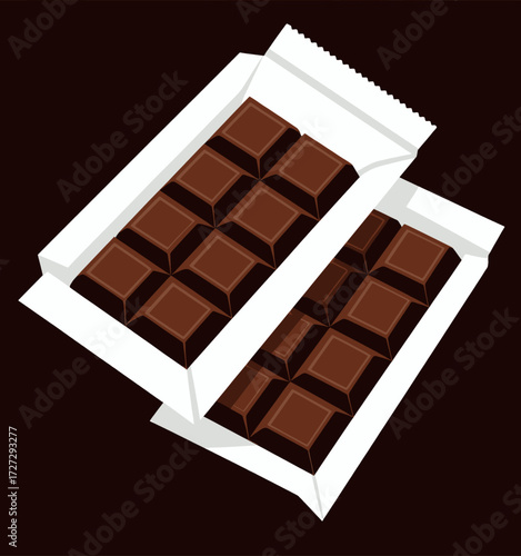Chocolate Bars in White Wrapper on Dark Background