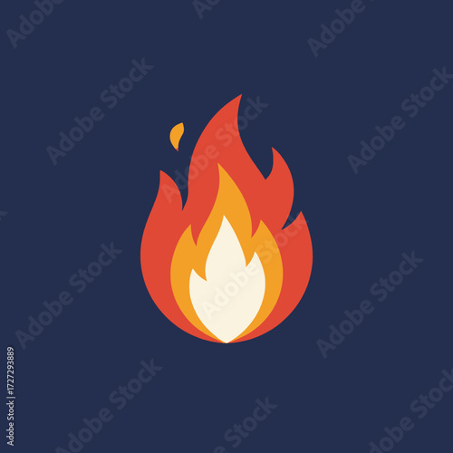 Dynamic Flame on Dark Blue Background