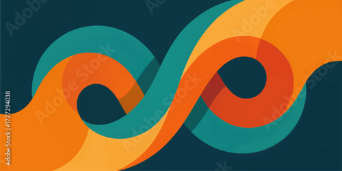 Dynamic Swirls of Orange and Teal on Dark Background