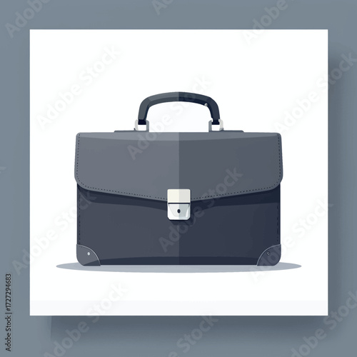 Minimalist Business Briefcase in Gray on White Background