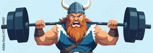 Mighty Viking Lifting Weights in Strength and Determination