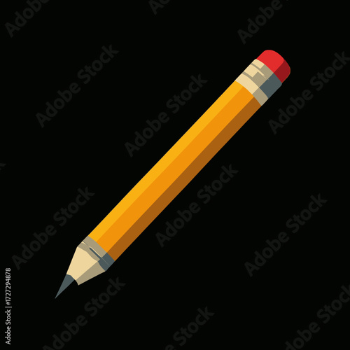 Minimalistic Pencil Illustration on Black Background
