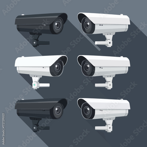 Modern Surveillance Cameras in Various Angles