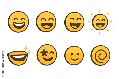 Isometric Laughter Icons. Laughter Icon set icons in modern isometric flat : smiling face with wide mouth, face with closed eyes laughing, abstract