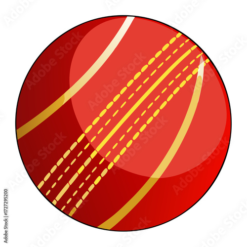 Vibrant cricket ball illustration ready for the pitch, a dynamic graphic for sports enthusiasts and cricket fans, perfect for posters, website design, or promotional materials