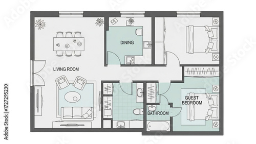 AutoCAD House Plan Vector Illustration – New Home Floor Plans for Interior and Exterior Construction AI EPS PNG JPEG
