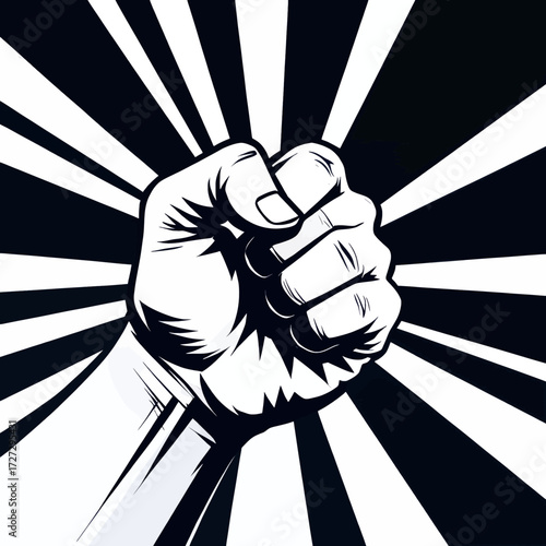 Powerful Fist in Dynamic Black and White Radiance