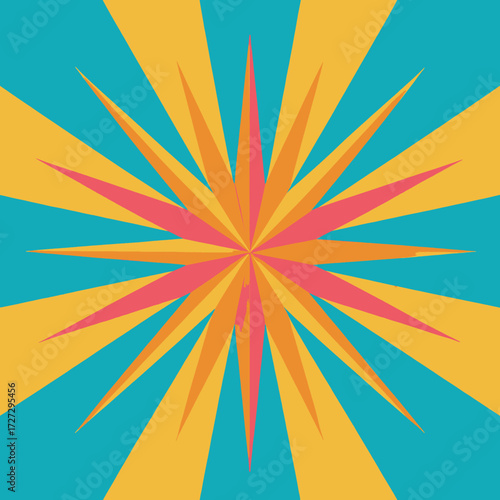 Radiant Burst: Vibrant Sunburst Over Turquoise Sky