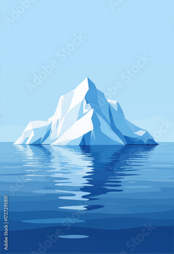 Serene Arctic Iceberg Reflection in Calm Waters
