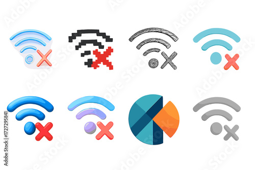 Connectivity silhouette icon set. featuring wi-fi, offline, connection error, data chart, no signal