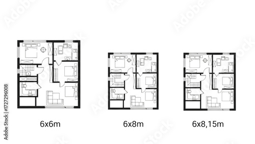 AutoCAD House Plan Vector Illustration – New Home Floor Plans for Interior and Exterior Construction AI EPS PNG JPEG
