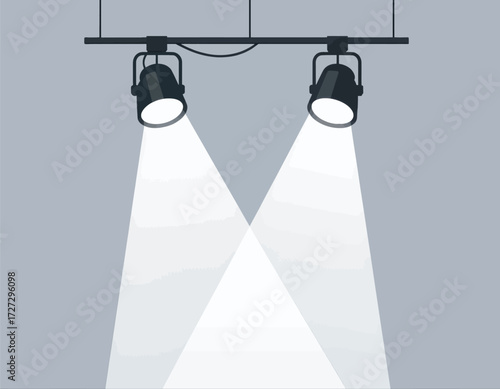 Spotlights on Stage in Minimalist Theater Setting